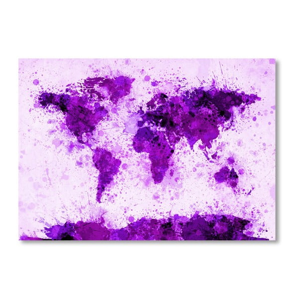 Plagát s fialovou mapou sveta Americanflat Spot, 60  ×   42 cm