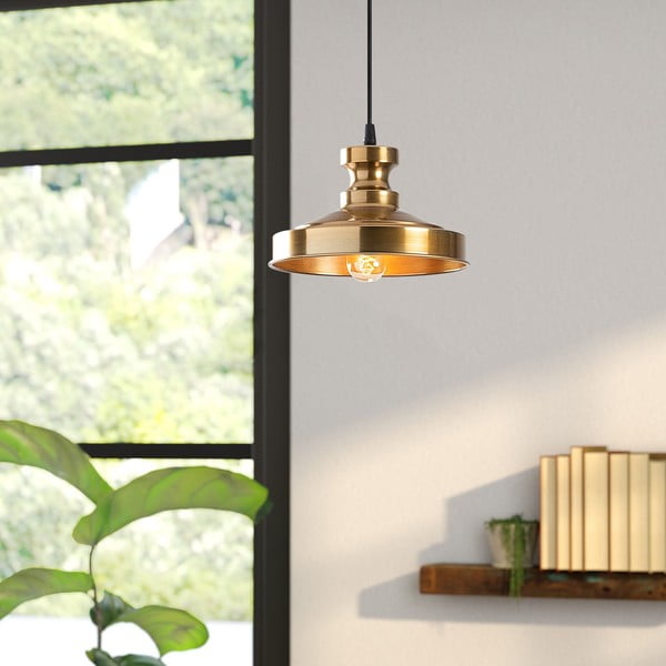 Závesné svietidlo v zlatej farbe s kovovým tienidlom ø 22 cm Berceste – Opviq lights-image-1