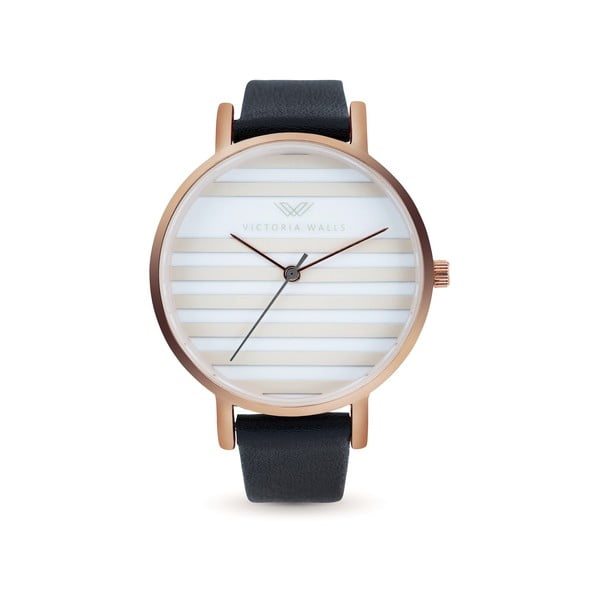 Dámske hodinky s čiernym koženým remienkom Victoria Walls Kessa