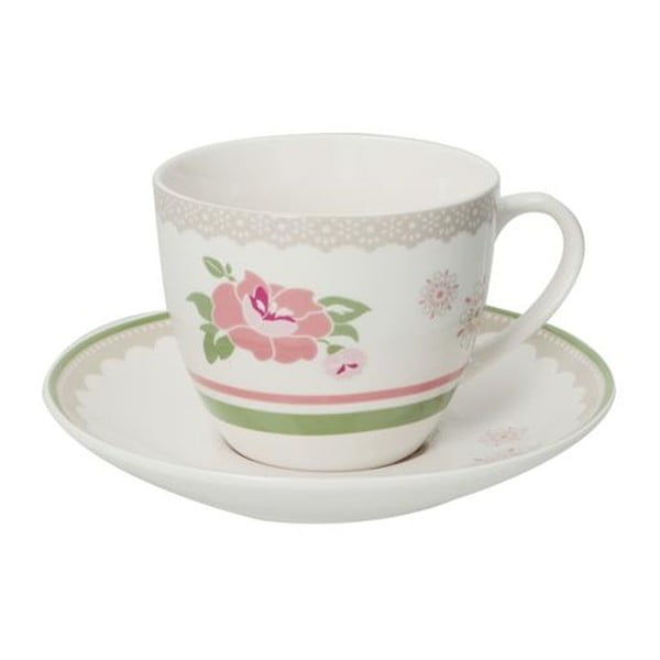 Sada 2 hrnčekov s tanierikom z kostného porcelánu Brandani