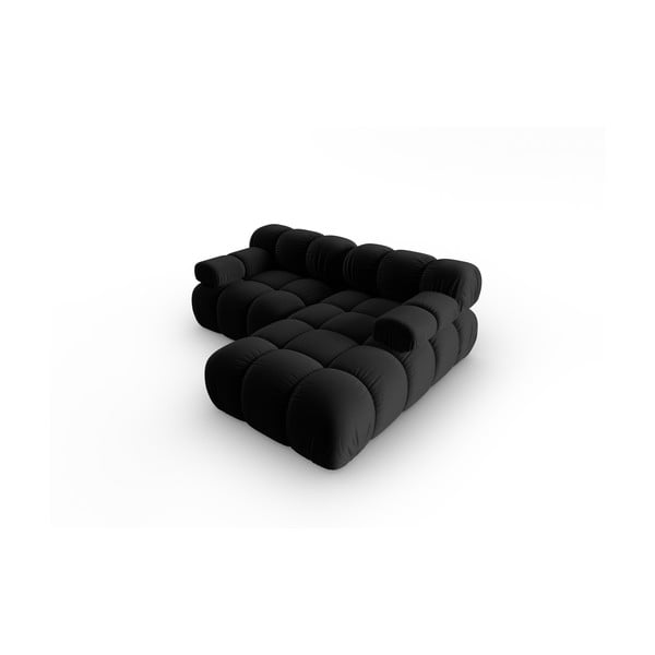 Čierna zamatová rohová pohovka (pravý roh) Bellis – Micadoni Home-image-4