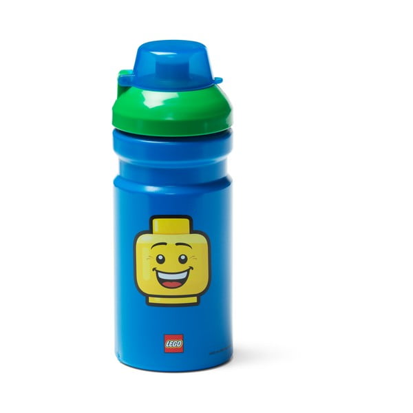 Modrá fľaša na vodu so zeleným vekom LEGO® Iconic, 390 ml
