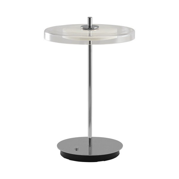 Oceľová LED stolová lampa s USB portom v striebornej farbe so skleneným tienidlom (výška  31 cm) Asteria Move – UMAGE-image-3