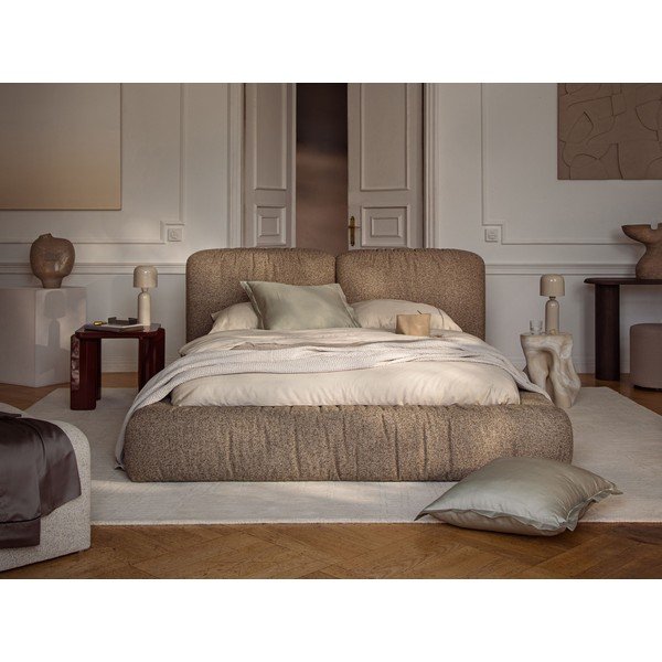 Čalúnená dvojlôžková posteľ s úložným priestorom s roštom 200x200 cm v petrolejovej farbe Martina – Micadoni -image-1