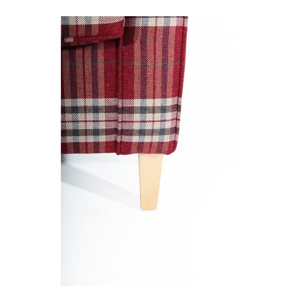 Červené kárované kreslo ušiak Max Winzer Lorris-image-2