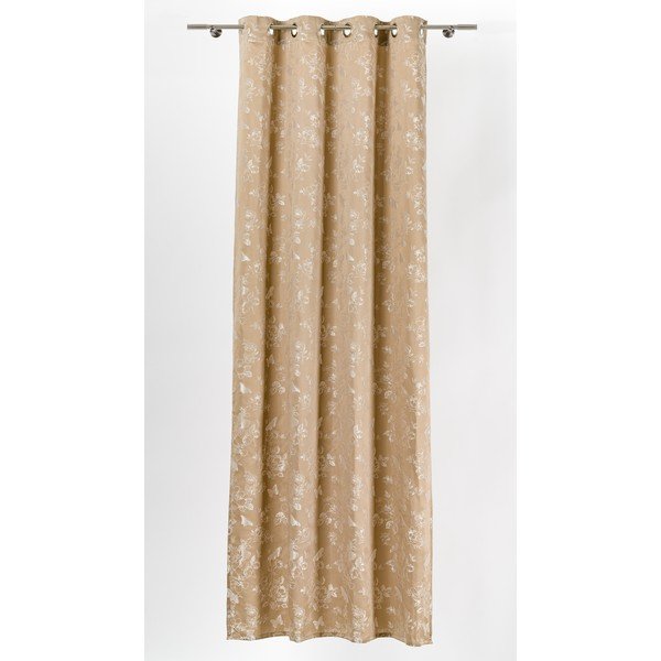 Béžový záves 135x260 cm Lillies – Mendola Fabrics-image-1