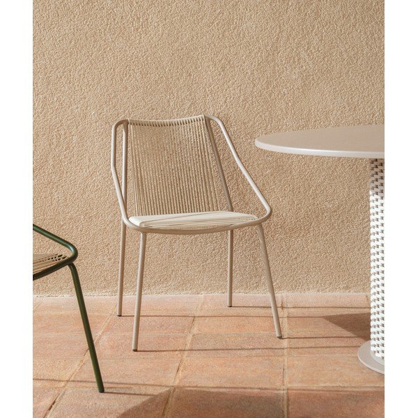 Krémovobiela/taupe záhradná stolička Zivia – Kave Home-image-1