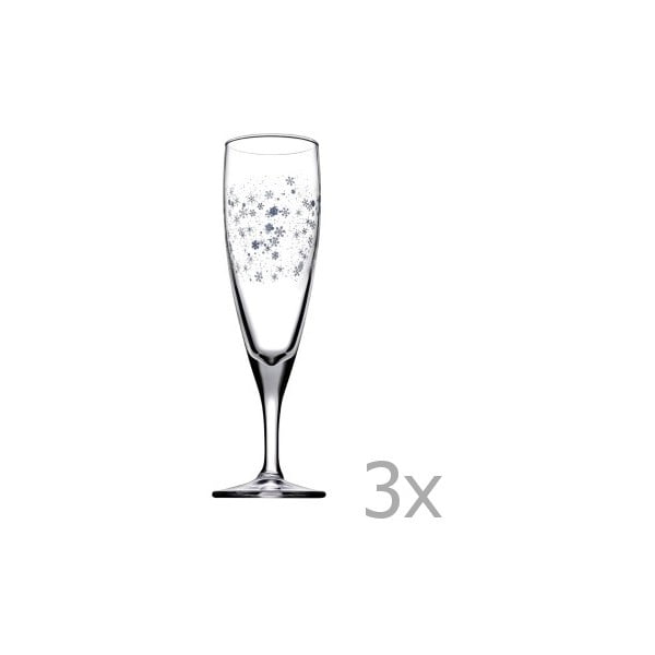Sada 3 pohárov na šampanské Paşabahçe Wishes, 210 ml
