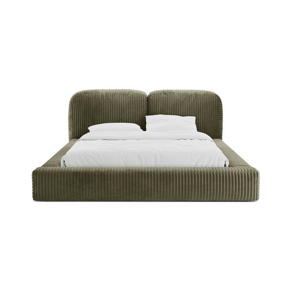 Zelená čalúnená dvojlôžková posteľ s úložným priestorom s roštom 160x200 cm Martina – Micadoni -image-4