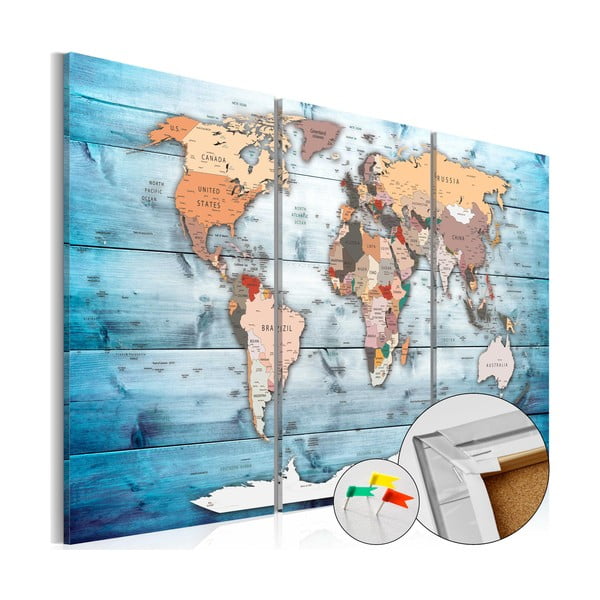 Nástenka s mapou sveta Artgeist Sapphire Travels 90 × 60 cm