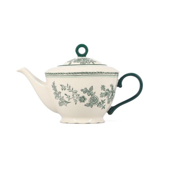 Zelená/slonovinová porcelánová kanvica na čaj 920 ml Cyril – S|P Collection