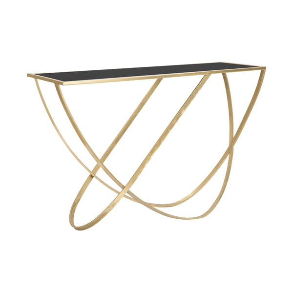 Konzolový stolík so sklenenou doskou v čierno-zlatej farbe 40x120 cm Ring – Mauro Ferretti