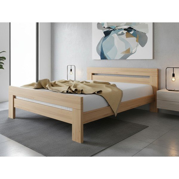 Dvojlôžková posteľ z bukového dreva s roštom 180x200 cm v prírodnej farbe Fiorentino – B.E.S.-image-1