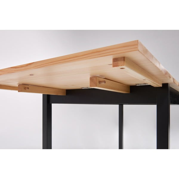 Borovicový rozkladací jedálenský stôl s čiernou konštrukciou Bonami Essentials Brisbane, 120 (200) x 70 cm-image-4