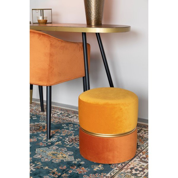 Oranžový zamatový taburet Bubbly – White Label-image-1