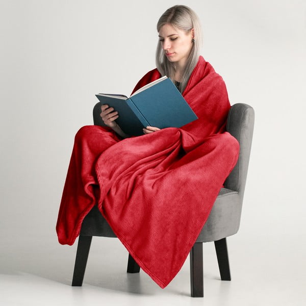 Červená deka z mikrovlákna DecoKing Mic, 160 × 210 cm-image-1