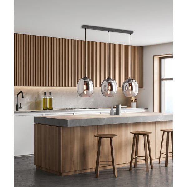 Čierne závesné svietidlo so skleneným tienidlom Nayla – Fischer & Honsel-image-1