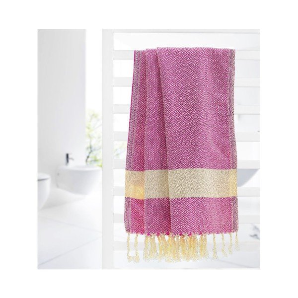 Hammam osuška Diamonds Fuchsia, 100x180 cm-image-2