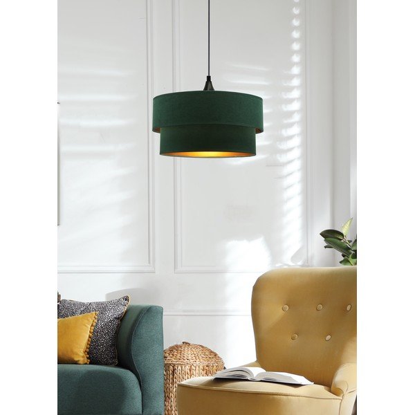 Závesné svietidlo v petrolejovej farbe s textilným tienidlom ø 35 cm Scopello – Candellux Lighting-image-1