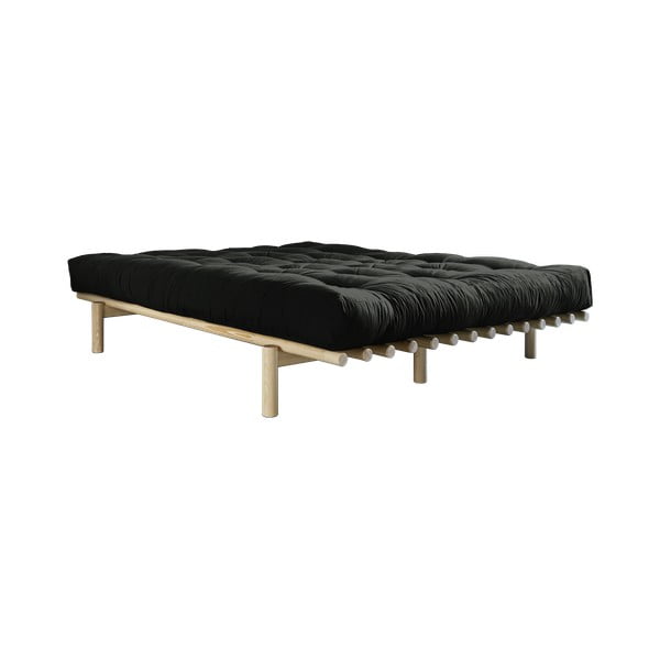 Dvojlôžková posteľ z borovicového dreva s matracom Karup Design Pace Double Latex Natural/Black, 160 × 200 cm