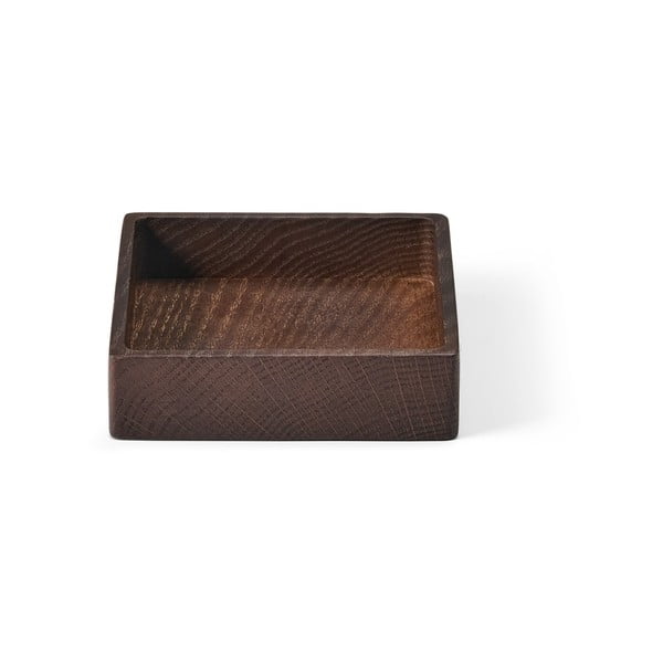 Hnedý dekoratívny drevený úložný box 11x11x3 cm Square S – LIND DNA