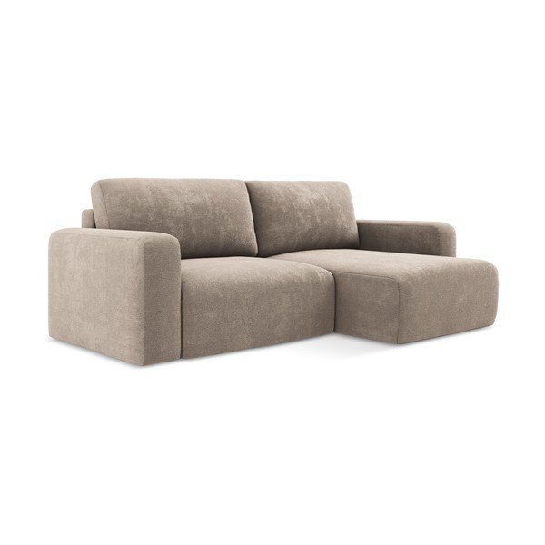 Béžová ženilková rozkladacia/s úložným priestorom rohová pohovka (pravý roh/s leňoškou) Kona – Makamii-image-2