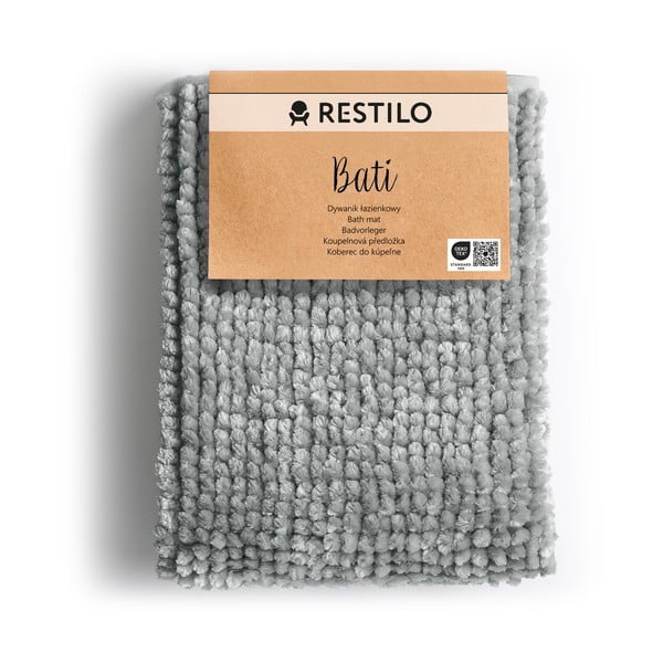 Sivá kúpeľňová predložka AmeliaHome Bati, 60 x 90 cm