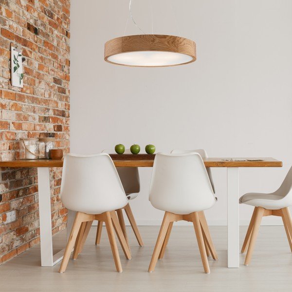 Hnedé závesné svietidlo so skleneným tienidlom ø 47 cm Eveline – LAMKUR-image-1