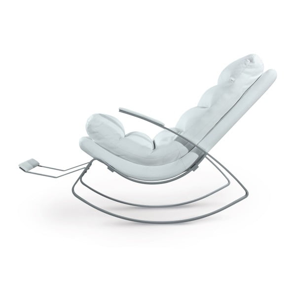 Biele koženkové hojdacie kreslo Garageeight Rockport-image-2