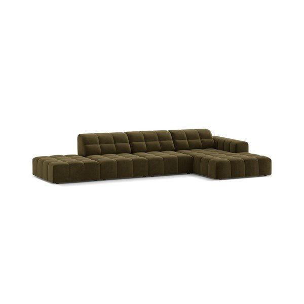 Khaki zamatová rohová pohovka (pravý roh/s leňoškou) Chicago – Cosmopolitan Design-image-1