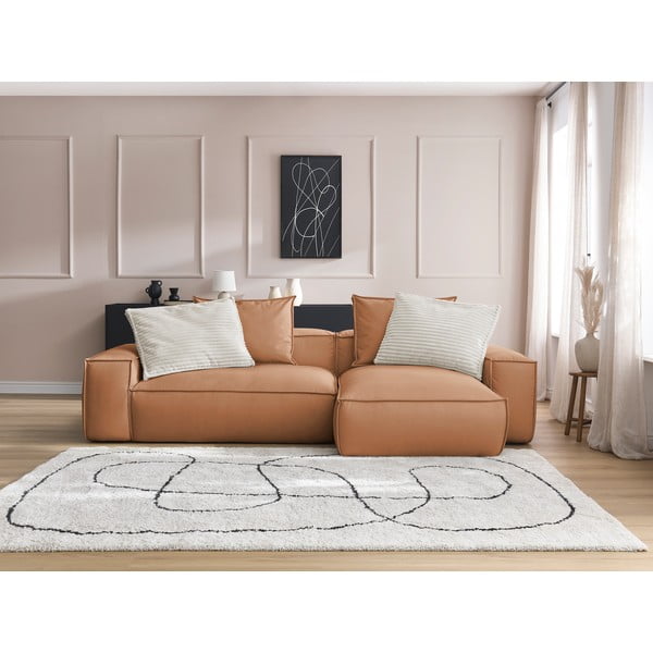 Hnedá rohová pohovka z imitácie kože (variabilná) Boheme – Bobochic Paris-image-1