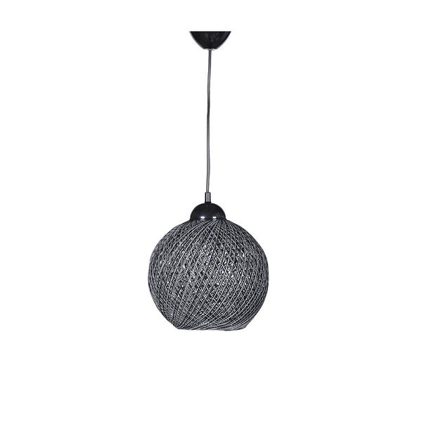 Čierno-sivé závesné svietidlo s textilným tienidlom ø 22 cm – Opviq lights