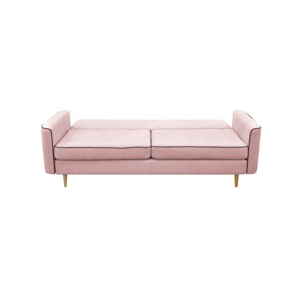 Ružová trojmiestna rozkladacia pohovka so svetlými nohami Mazzini Sofas Ivy-image-4