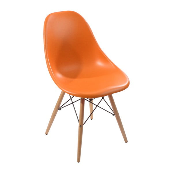 Oranžová stolička s drevenými nohami InArt Stella