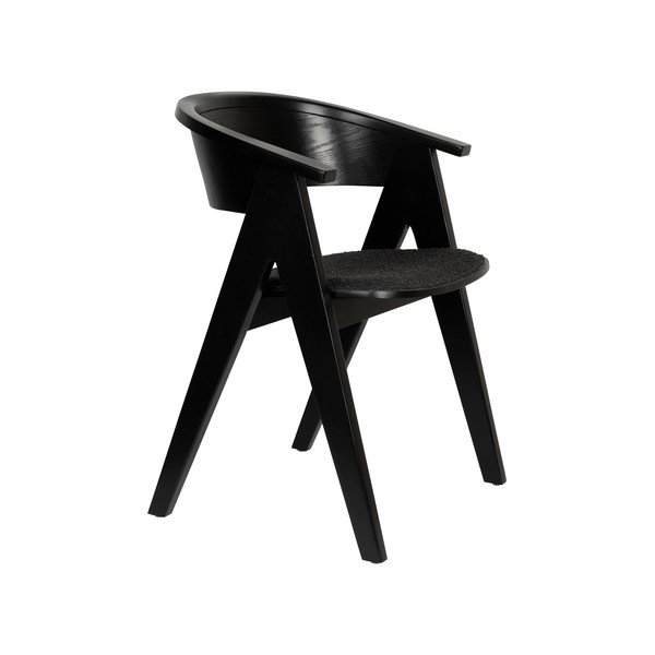 Čierne čalúnené jedálenské kreslo s podrúčkami NDSM – Zuiver