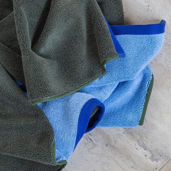 Tmavozelená/modrá froté osuška z Bio bavlny 70x133 cm Soft – Mette Ditmer Denmark-image-1