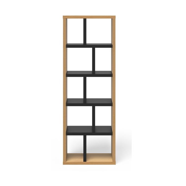 Knižnica v dekore duba v čierno-prírodnej farbe 70x198 cm Berlin – TemaHome