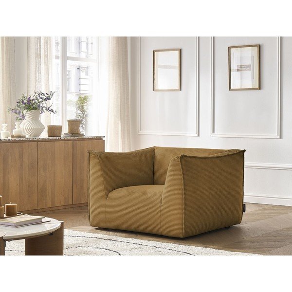 Menčestrové kreslo v horčicovej farbe Giorgia – Bobochic Paris-image-1