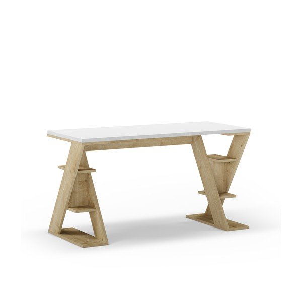 Pracovný stôl s bielou doskou 60x137 cm Butterfly – Marckeric-image-2