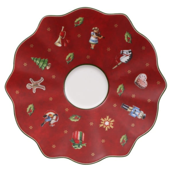 Červený porcelánový tanier s vianočným motívom Villeroy & Boch, ø 13 cm