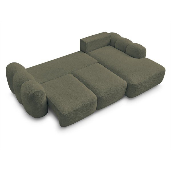 Zelená rozkladacia/s úložným priestorom rohová pohovka z textílie buklé (pravý roh/s leňoškou) Montaigne – Bobochic Paris-image-4