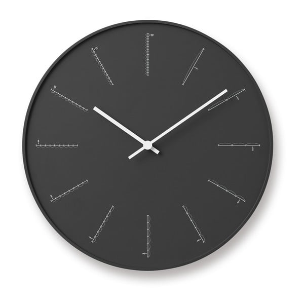 Čierne nástenné hodiny Lemnos Clock Divide, ⌀ 29 cm
