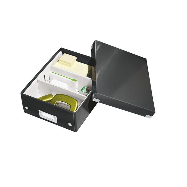 Čierny kartónový úložný box s vekom Click&amp;Store - Leitz-image-3