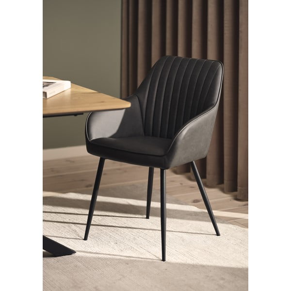 Tmavosivé čalúnené jedálenské kreslá v súprave s podrúčkami 2 ks Nolan Stripe – Unique Furniture-image-1