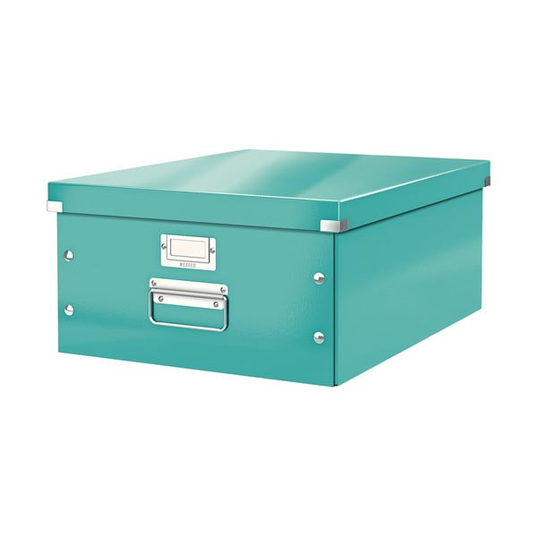 Zeleno-tyrkysový kartónový úložný box s vekom 37x48x20 cm Click&Store – Leitz