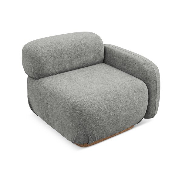 Sivý modul pohovky z textílie buklé (pravý roh) Ailani – Makamii-image-1