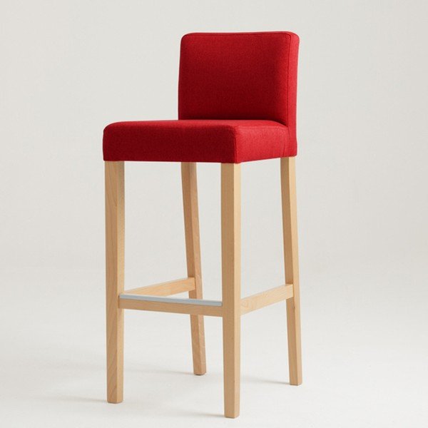 Červená barová stolička s prírodnými nohami Custom Form Wilton-image-1