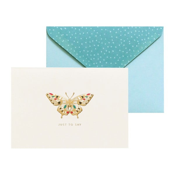 Sada 10 darčekových pohľadníc s obálkami Portico Designs FOIL Butterfly