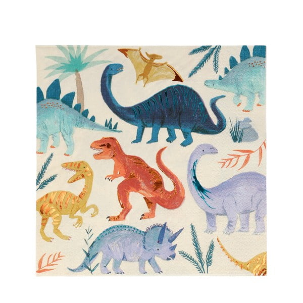 Papierové obrúsky v súprave 16 ks Dinosaur Kingdom – Meri Meri
