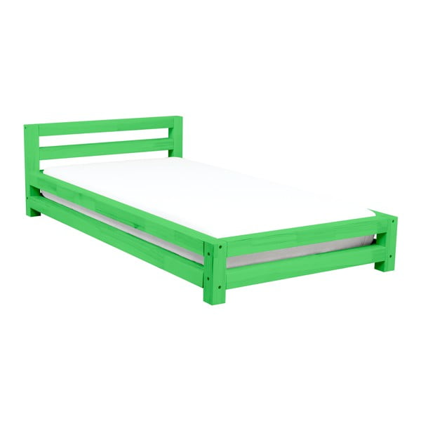 Zelená jednolôžková posteľ z borovicového dreva Benlemi Single, 90 × 160 cm